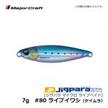 メジャークラフト　ジグパラ マイクロ ライブベイト　7g　#80 ライブイワシ（ケイムラ）　ロックフィッシュ メタルジグ