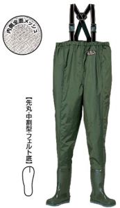 阪神素地  MW-104  ドライメッシュウェーダー[ウエストハイ・中割]  26ｃｍ  ライトオリーブ