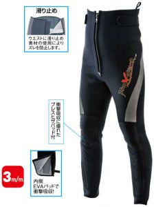 阪神素地  FX-668  鮎タイツ(ヒザパッド付き)  LLB  ブラック