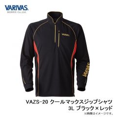 バリバス　VAZS-20 クールマックスジップシャツ 3L ブラック×レッド