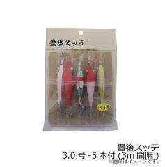 糀屋漁社　豊後スッテ 3.0号-5本付(3m間隔)
