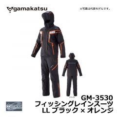 がまかつ（Gamakatsu）　GM-3530　フィッシングレインスーツ　L　ブラック×オレンジ 釣り 防寒 レインウェア 上下セット Ｇスペース
