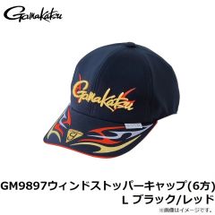 がまかつ　GM9897 ウィンドストッパーキャップ(6方) L ブラック/レッド