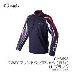 がまかつ　GM3698 2WAYプリントジップシャツ(長袖) LL ブラック