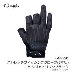 がまかつ　GM7291 ストレッチフィッシンググローブ(3本切) M ジオメトリックブラック