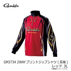 がまかつ　GM3734 2WAYプリントジップシャツ (長袖) レッド 3L