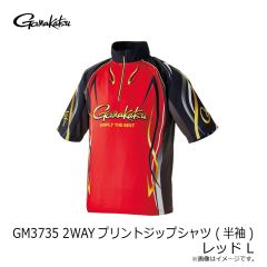 がまかつ　GM3735 2WAYプリントジップシャツ (半袖) レッド L