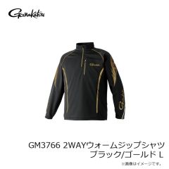 がまかつ　GM3766 2WAYウォームジップシャツ ブラック/ゴールド M