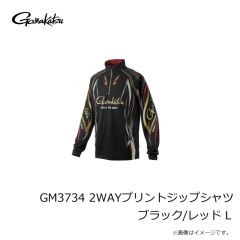 がまかつ　GM3734 2WAYプリントジップシャツ (長袖) ブラック/レッド L
