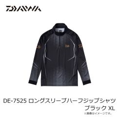 ダイワ　DE-7525 ロングスリーブ ハーフジップシャツ ブラック XL