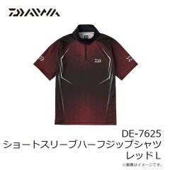 ダイワ　DE-7625 ショートスリーブ ハーフジップシャツ レッド L