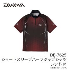 ダイワ　DE-7625 ショートスリーブ ハーフジップシャツ レッド M