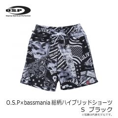 OSP　O.S.P×bassmania総柄ハイブリッドショーツ　ブラック  S