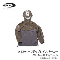 OSP　O.S.Pハーフジップレインパーカー XL カーキチャコール