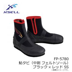エクセル　FP-5780 鮎タビ(中割フェルト) ブラック×レッド SS