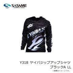 ササメ　Y318 ヤイバジップアップシャツ ブラックA LL