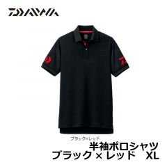 ダイワ(グローブライド)　DE-7906　半袖ポロシャツ　L　ブラック×レッド