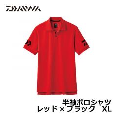 ダイワ(グローブライド)　DE-7906　半袖ポロシャツ　Ｌ　レッド×ブラック