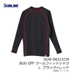 サンライン　SUW-06211CW BUG OFF クールフィットシャツ L ブラック×レッド