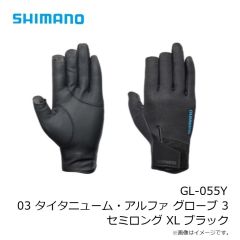 シマノ　GL-055Y 03 タイタニューム・アルファ グローブ 3セミロング XL ブラック