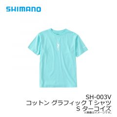 シマノ　SH-003V コットン グラフィック Tシャツ S ターコイズ