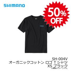 シマノ SH-004V オーガニックコットン ロゴ Tシャツ XS ブラック 【在庫限り特価】