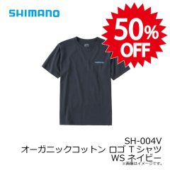 シマノ SH-004V オーガニックコットン ロゴ Tシャツ WS ネイビー 【在庫限り特価】
