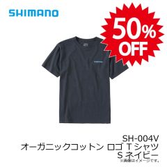 シマノ SH-004V オーガニックコットン ロゴ Tシャツ S ネイビー 【在庫限り特価】