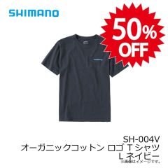 シマノ　SH-004V オーガニックコットン ロゴ Tシャツ L ネイビー