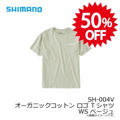 シマノ SH-004V オーガニックコットン ロゴ Tシャツ WS ベージュ 【在庫限り特価】