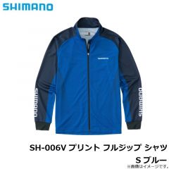 SH-006V プリント フルジップ シャツ S ブルー
