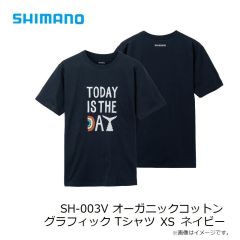 シマノ　SH-003V オーガニックコットン グラフィック Tシャツ XS ネイビー