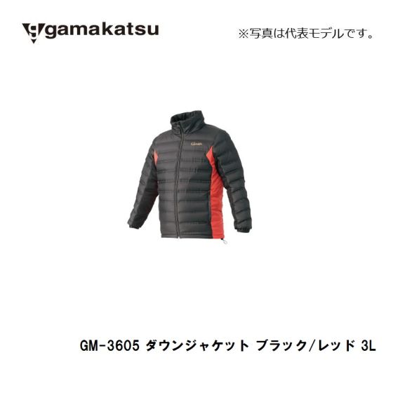 特価がまかつダウンパーカー GM3605 ブラック×レッド Lサイズ