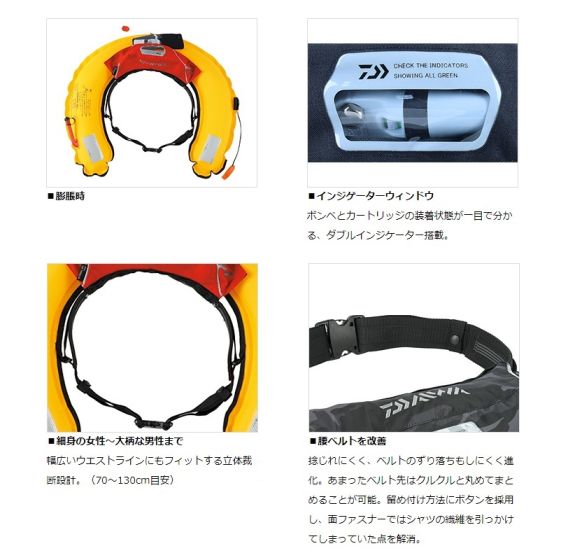 ダイワ DF-2222 インフレータブルライフジャケット(ウエストタイプ自動