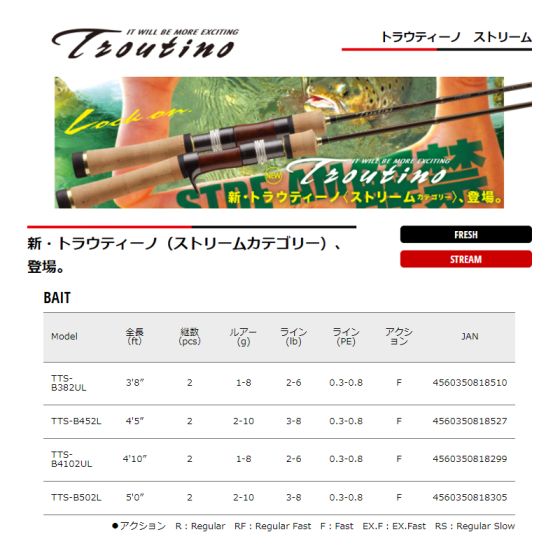 渓流ベイトフィネス　メジャークラフト　トラウティーノ 　TTSーB4102UL 楽天市場】在有即配送料無料 メジャークラフト トラウティーノ