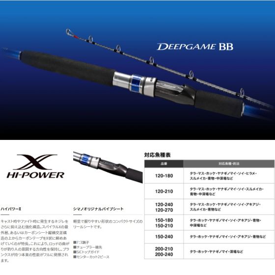 シマノ 22 ディープゲームBB 120-180 2022年4月発売予定の釣具販売
