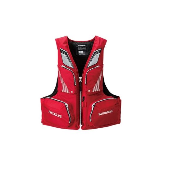 シマノ ネクサス 磯ベスト ネクサス フローティングベスト [VF-142Q] | 固型式フローティングベスト | 救命具/ SHIMANO NEXUS フィッシングベスト レッド/ブラック サイズLL